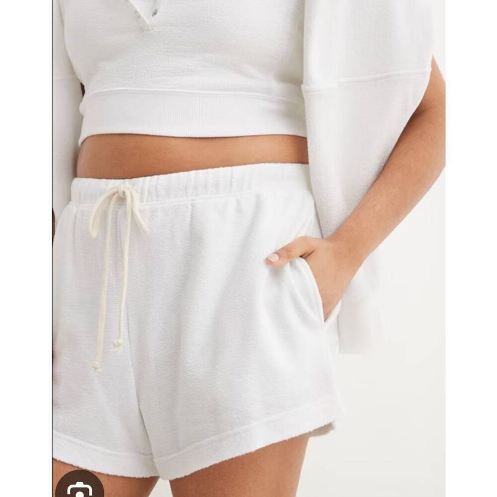 aerie White High-Waist Terry Lounge Shorts